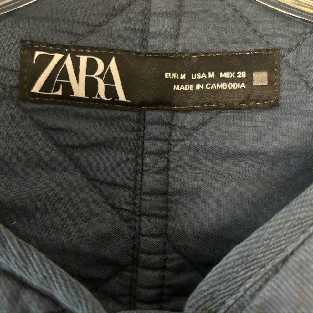 Zara quilted cotton denim cropped jacket medium - Picture 5 of 12